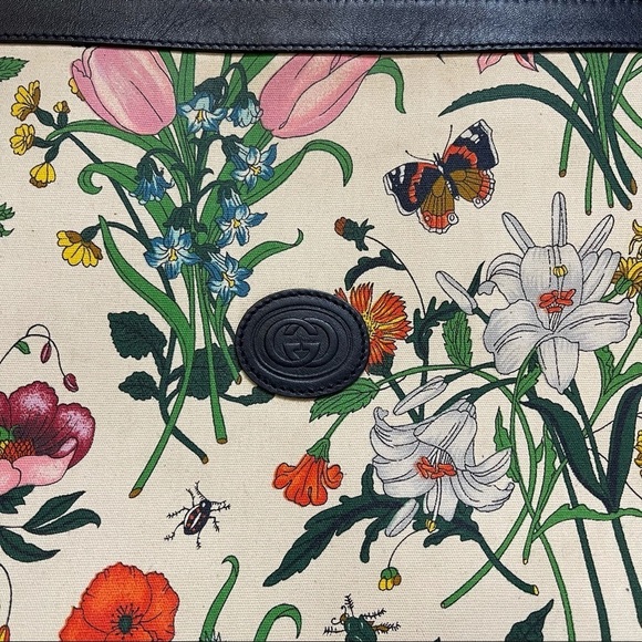 Vintage Gucci XXL Floral Canvas Clutch - Picture 3 of 16